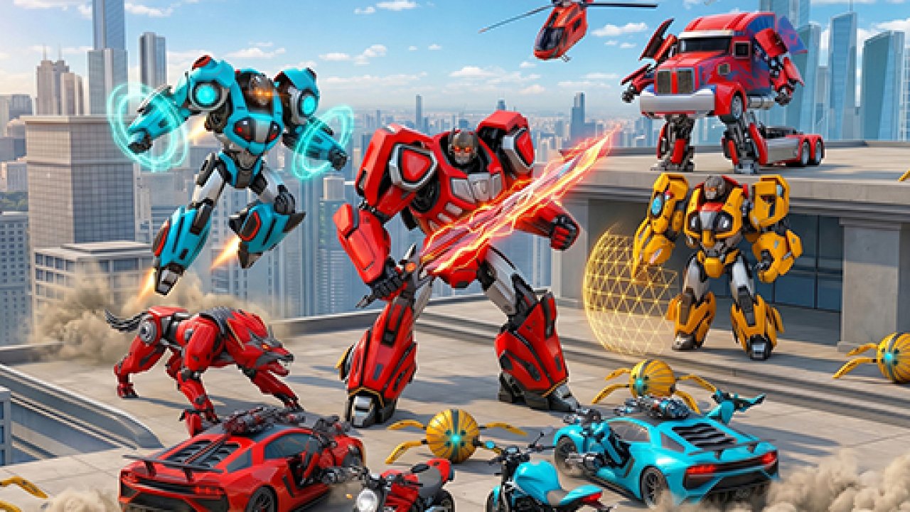 Flying Robot Transform Car Games